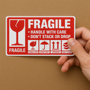 Premium Shipping Labels Bold Red Warning Stickers 250-Pack Roll Must-Have for Safe Delivery