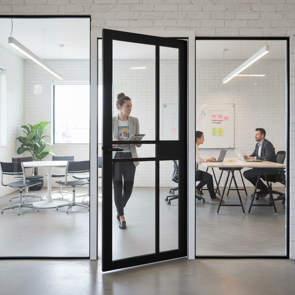 Premium Internal Fully Finished Studio 1 Panel 5 Light Clear Glass Door with Customizable Fit and Elegant Black Finish