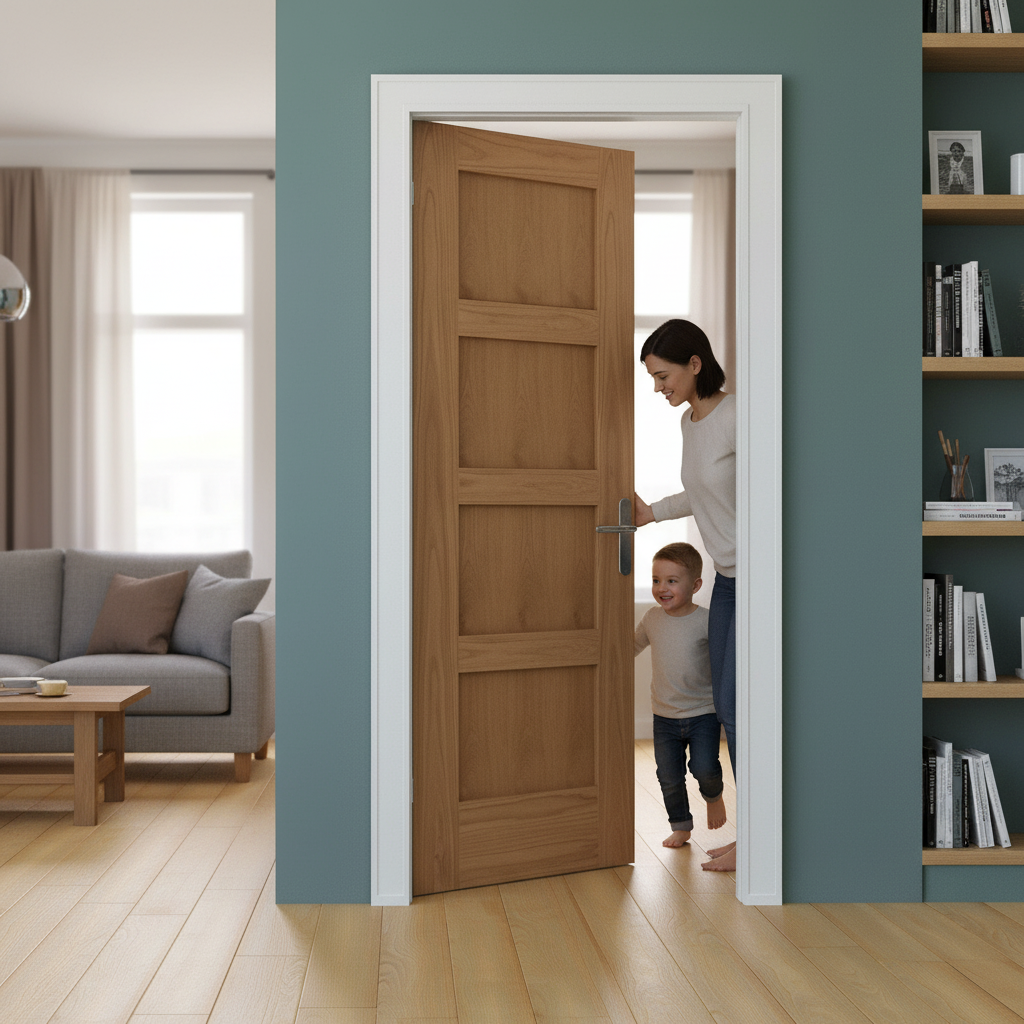 Unfinished Internal Shaker Door with 4 Panels, Solid Core...