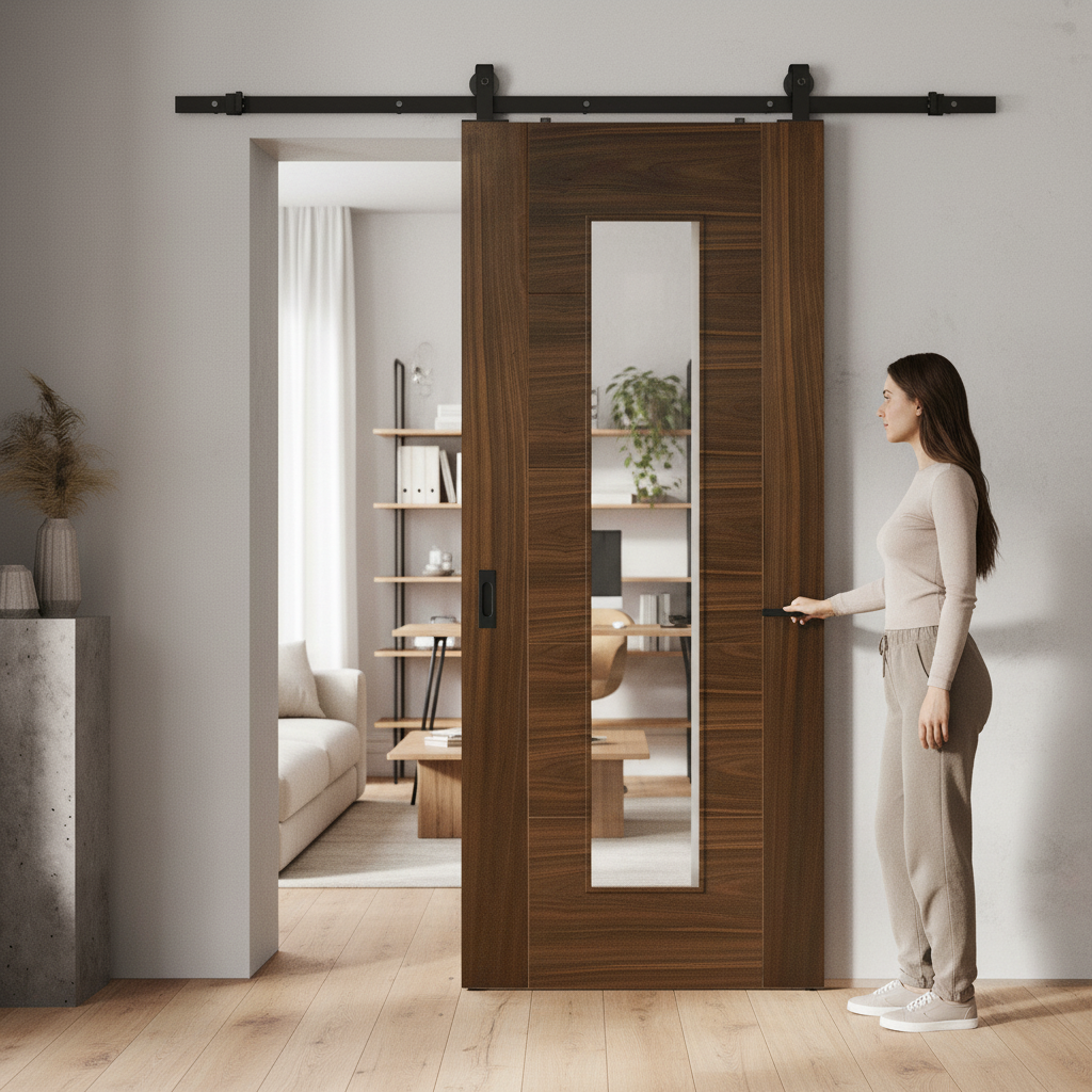Fully Finished Milano 1 Light Clear Glass Sliding Door wi...