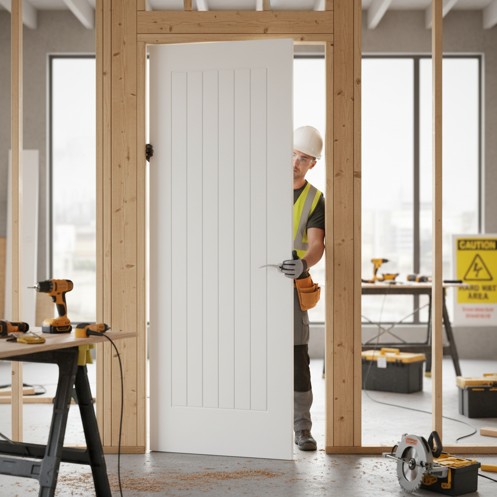Internal White Cottage Door with Semi-Solid Core