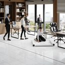 High Gloss Laminate Flooring - White Marble Effect, 8mm T...