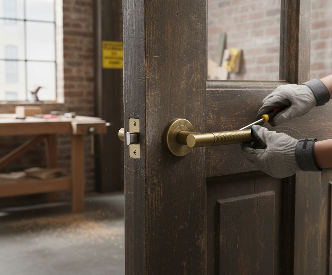 Round Rose Lever Door Handle Set in Matt Bronze - Elegant...