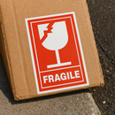 Premium Self-Adhesive Stickers (102x152mm) Red &amp; White Glass Icon for Parcels Boxes