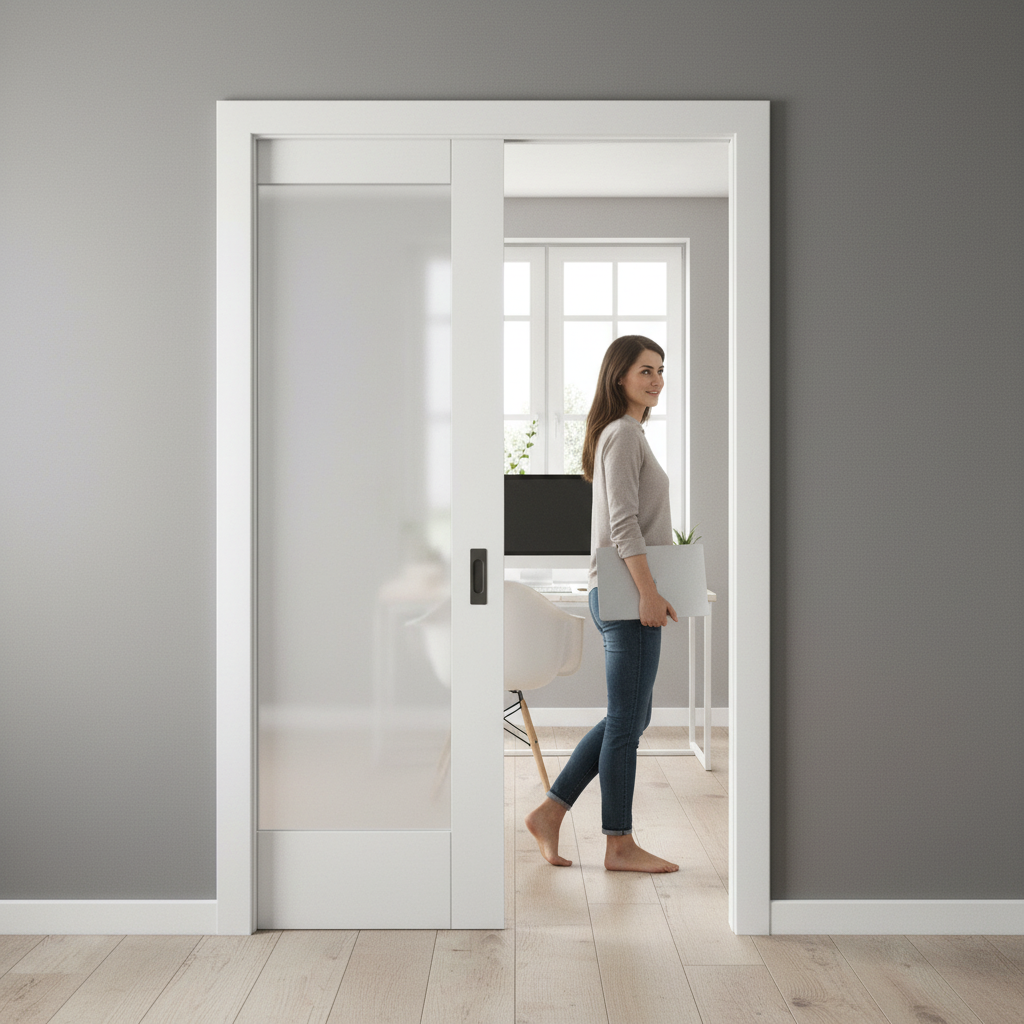 White Primed Internal Pocket Door Set