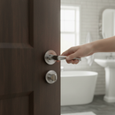 Chrome Lever On Round Rose Bathroom Handle Set | Hinges & Lock | Modern Interior