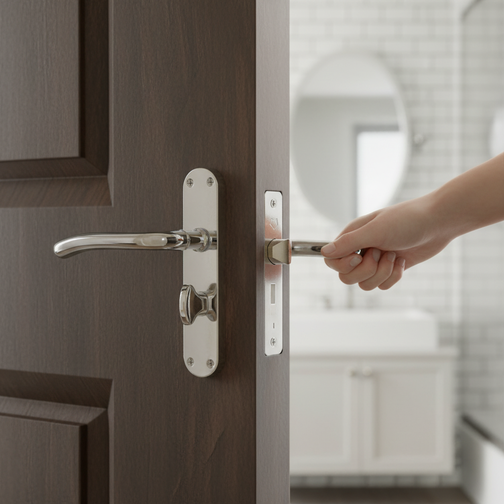 Polished Chrome Bathroom Handle Set with Modern Design fo...