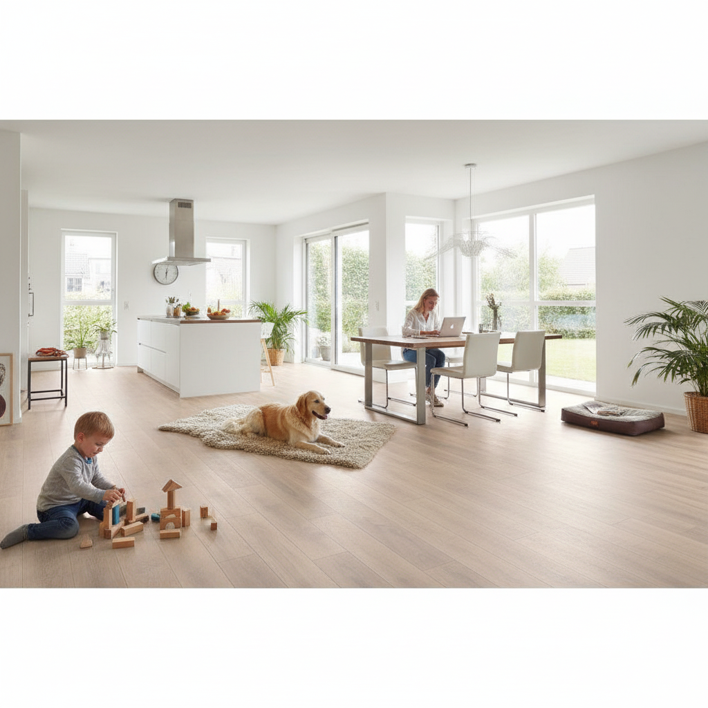 8mm Laminate Flooring in Blonde Oak - Water-Resistant