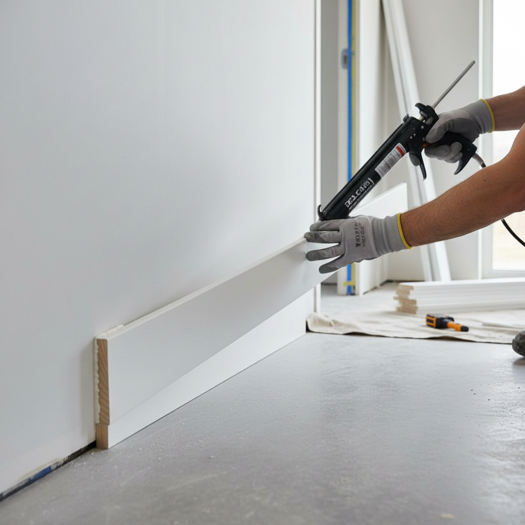 Premium White Painted Medium Base Board Moulding 14mm x 108mm for Contemporary Interior Design