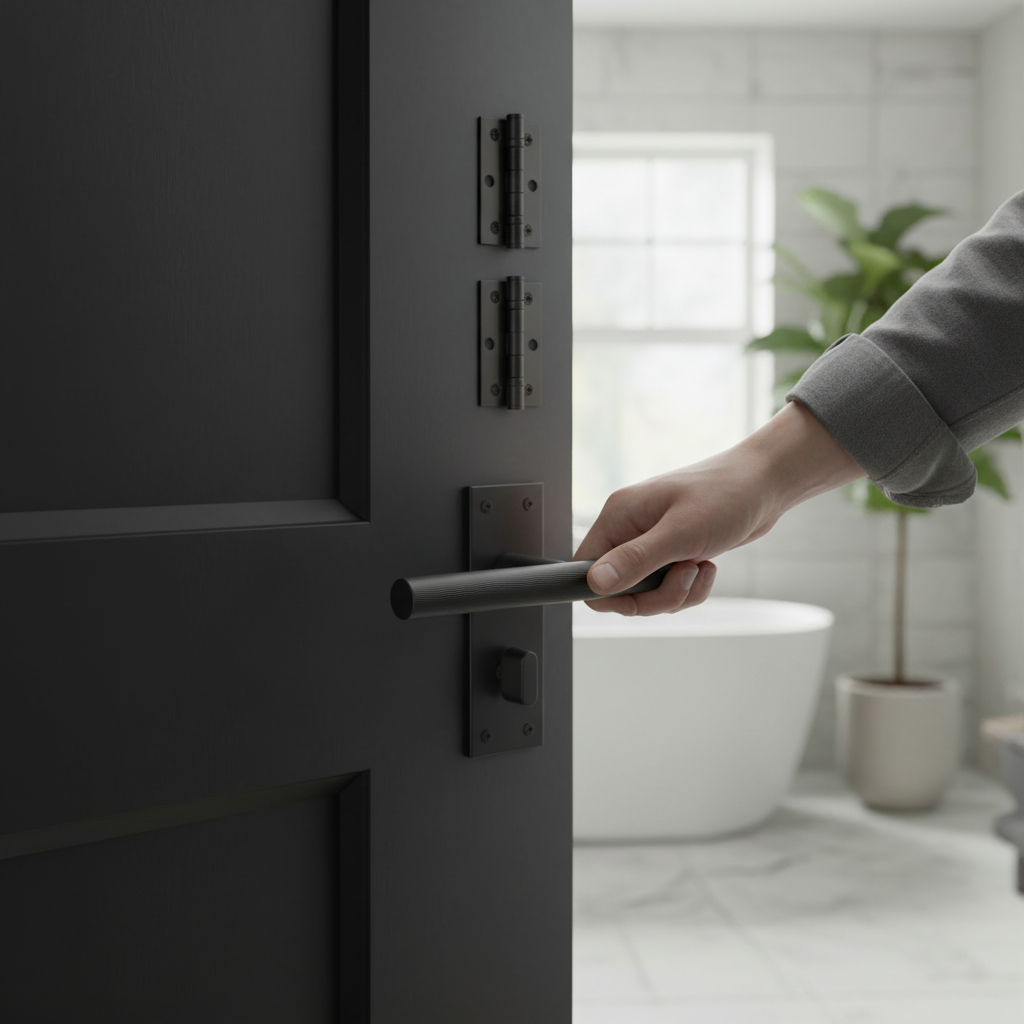 Linear Lever Bathroom Handle Set with Backplate - Elegant...