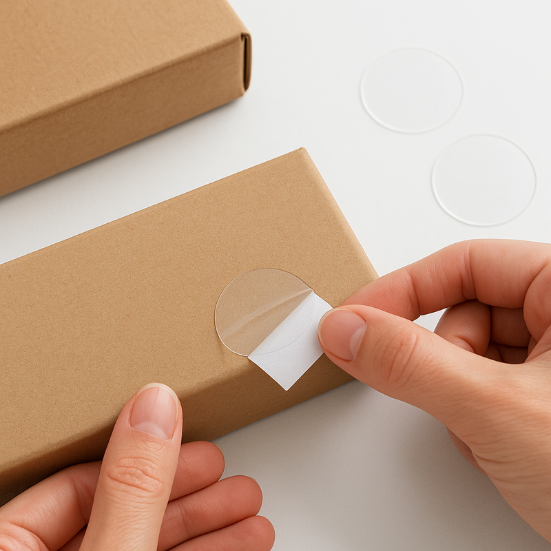 Premium Clear Seal Labels Strong Invisible Adhesive Circles for Business Use