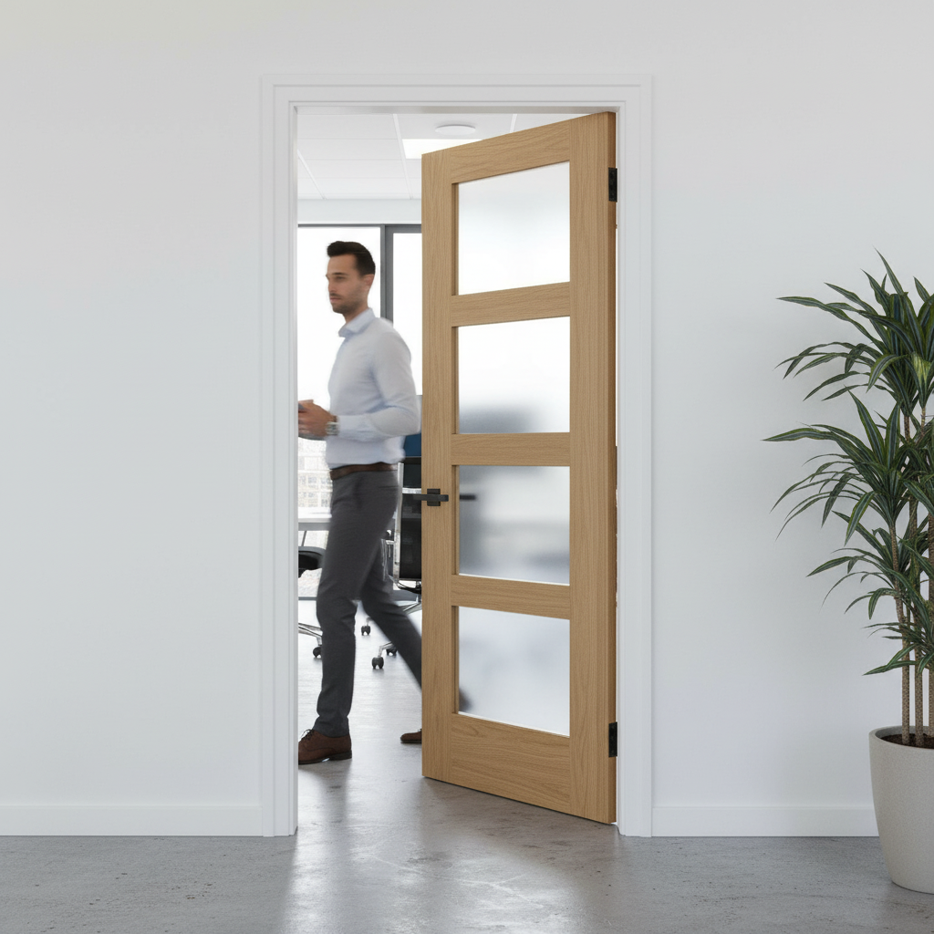 Premium Made-to-Measure Internal Shaker Door with 4 Light Obscure Glass for Custom Interiors