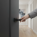 Designer Square Lever Door Handle Set in Matt Black Finis...