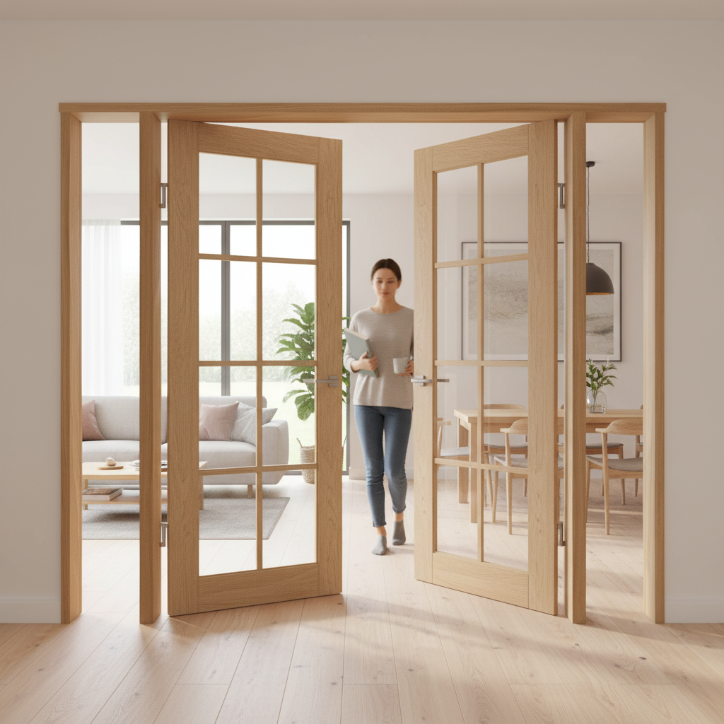 Premium Unfinished Room Divider Door Frame Kit for 35mm Doors - Customizable Oak Frame for Easy Installation