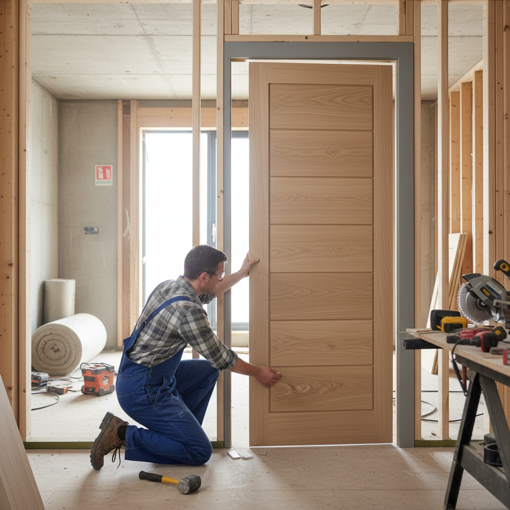 Premium Unfinished Internal Oak Horizontal Door - Modern Cottage Design with Solid Core for Custom Finishing