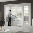 Premium White Glazed Room Divider with Side Panels for Elegant Space Transformation