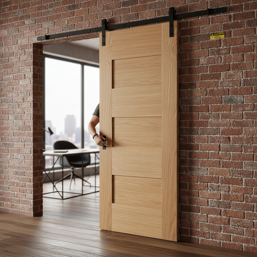 Oak Internal Fully Finished 7 Panel Sliding Door