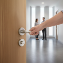 Modern Round Lever Door Handle Set with Satin Chrome Finish