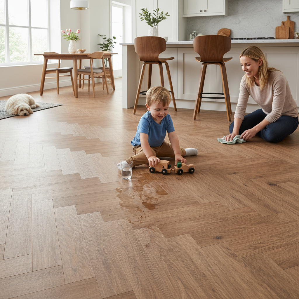 Herringbone 5mm Embossed Rigid Core Vinyl Flooring