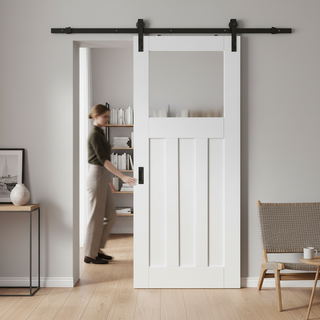Internal Sliding Door Set with Obscure Glass - 1930's Des...