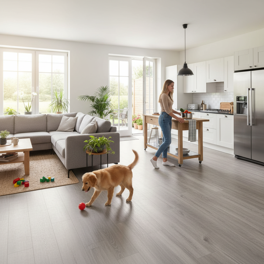 Oak Grey 12mm Laminate Flooring with Bevelled Edges - Dur...