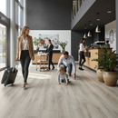 Premium Comfort Luxe Plus 12mm Laminate Flooring in Vanilla Oak with Cork Underlay and 4V Bevel Edge for Easy Installation