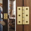 Washered Butt Hinges 76mm - Elegant Satin Brass Finish