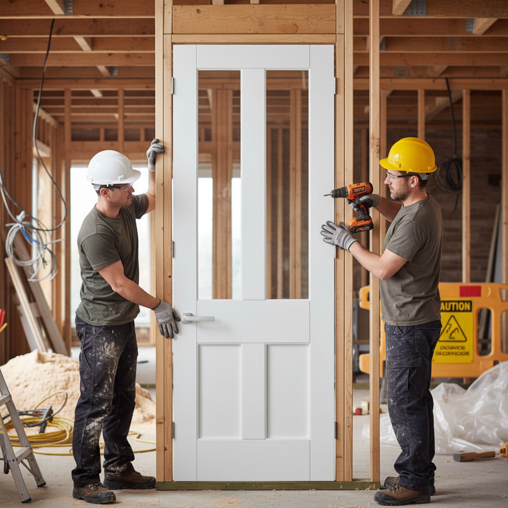 Internal Primed Deco 2 Light Clear Glass Door - Classic T...
