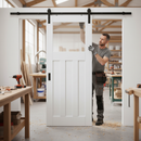 Internal White Primed Sliding Door Set with Obscure Glass