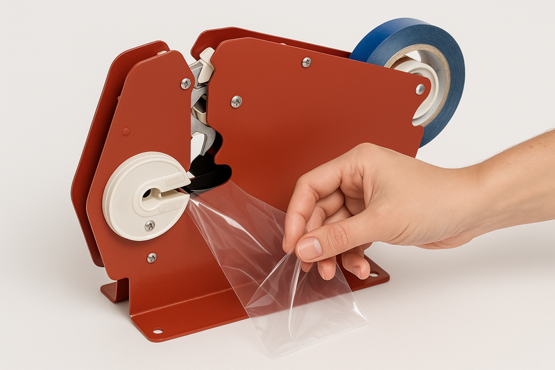 Heavy-Duty Bag Neck Tape Dispenser with Trimming Blade Fits Sealing Tape for Retail Industrial Packaging