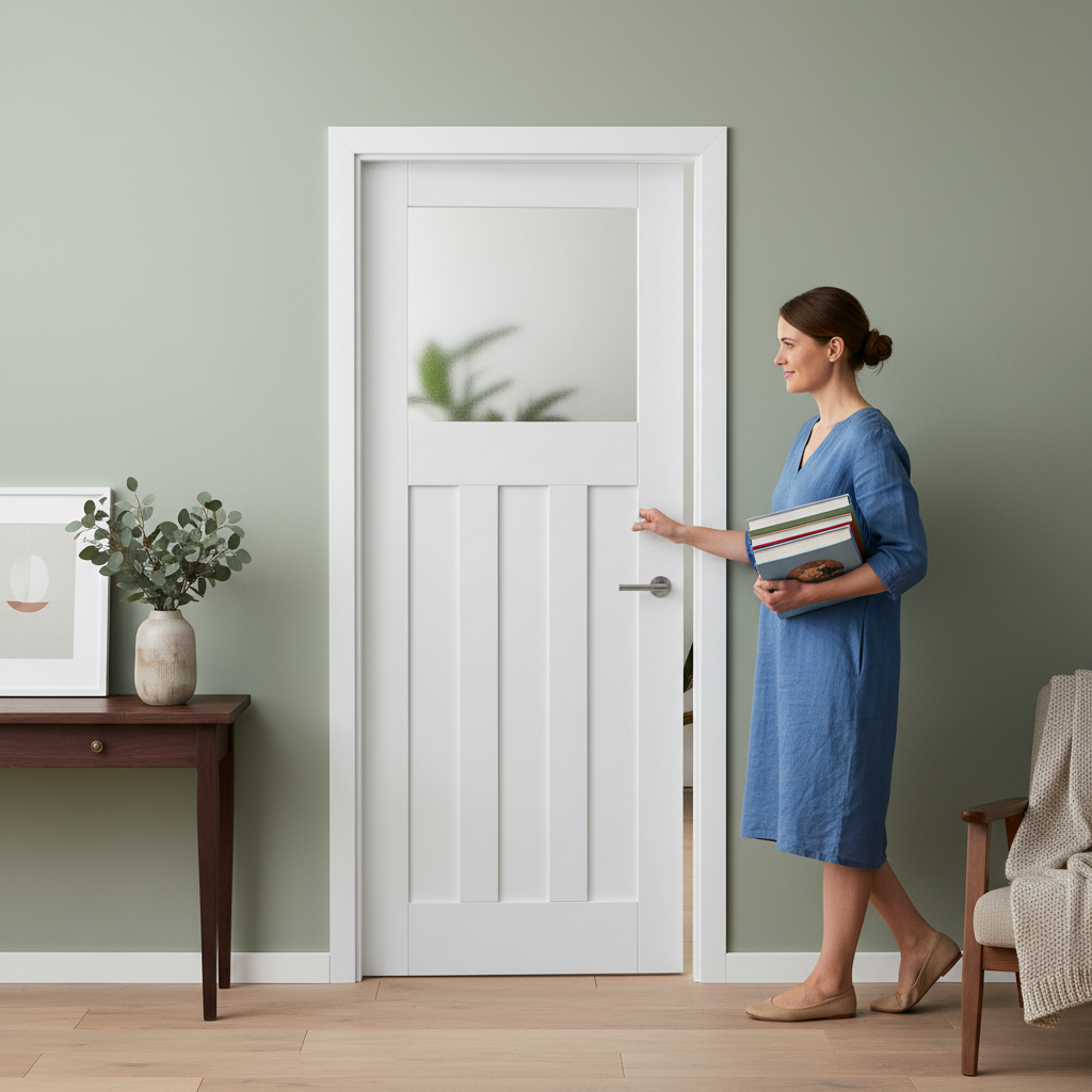Premium Made-to-Measure Internal Door with 3 Panels and Obscure Glass, Ideal for Custom Interior Spaces