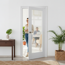 White Primed Internal Door with Ocean Glass Pane | Textured Finish | Trimmable