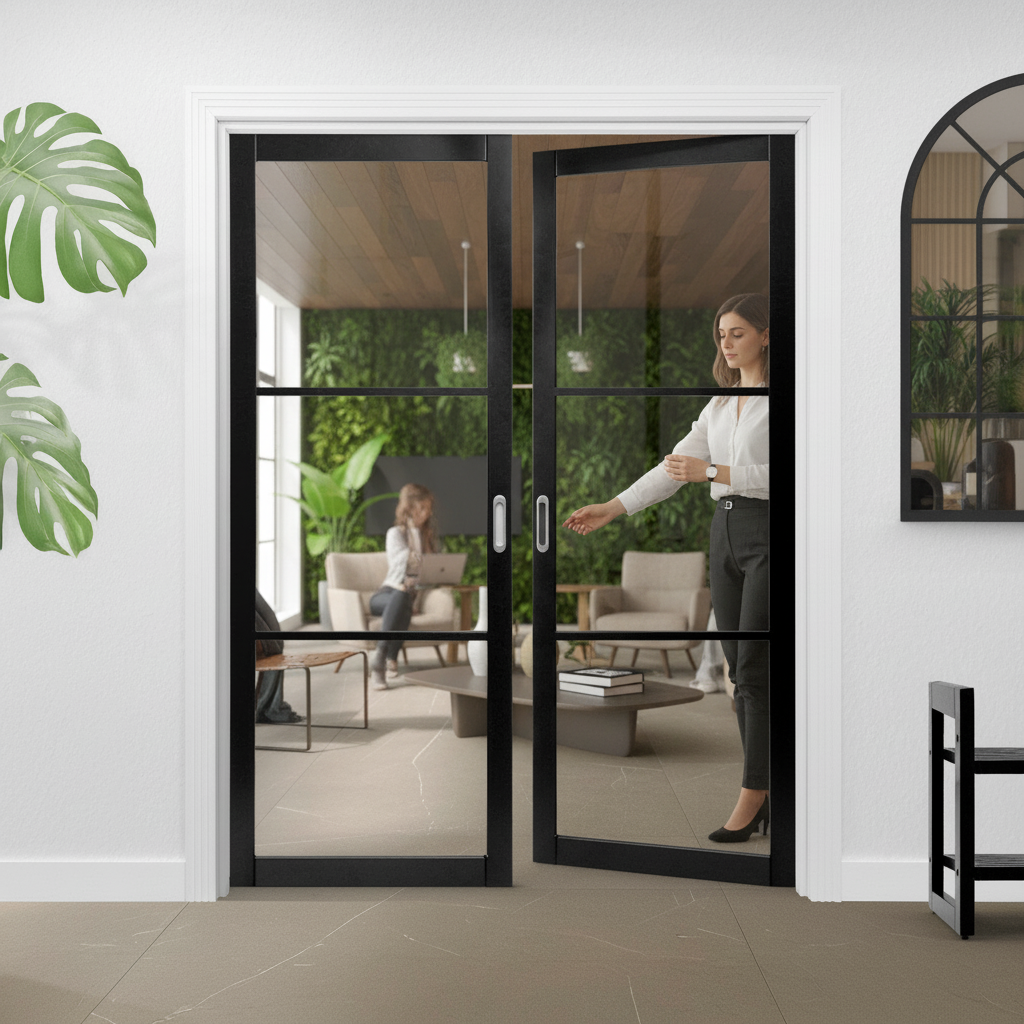 Internal Primed Industrial 2.0 Lifestyle Clear Glass Door...