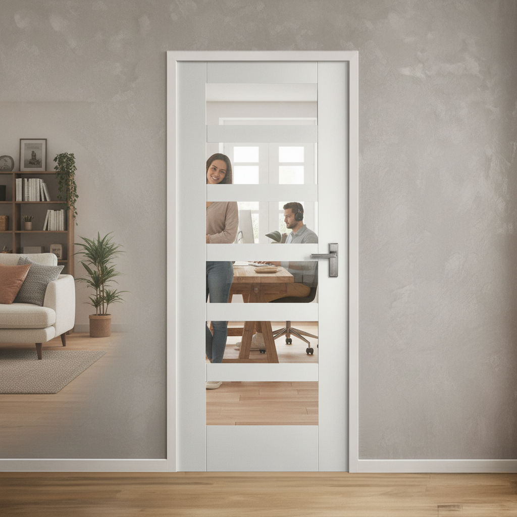 Premium Internal Primed Trame Shaker Door with 6 Light Clear Glass Panels for Modern Elegance