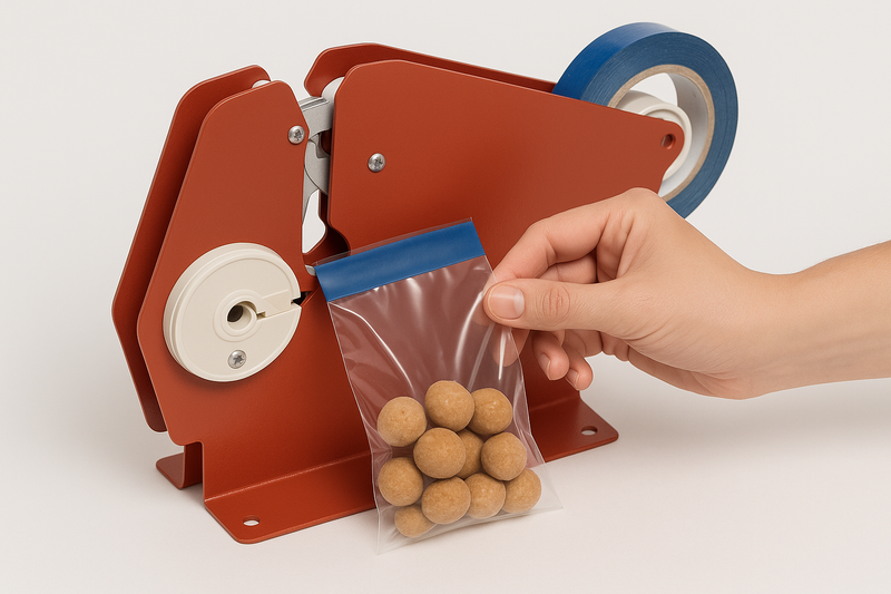 Heavy-Duty Bag Neck Tape Dispenser with Trimming Blade Fits Sealing Tape for Retail Industrial Packaging
