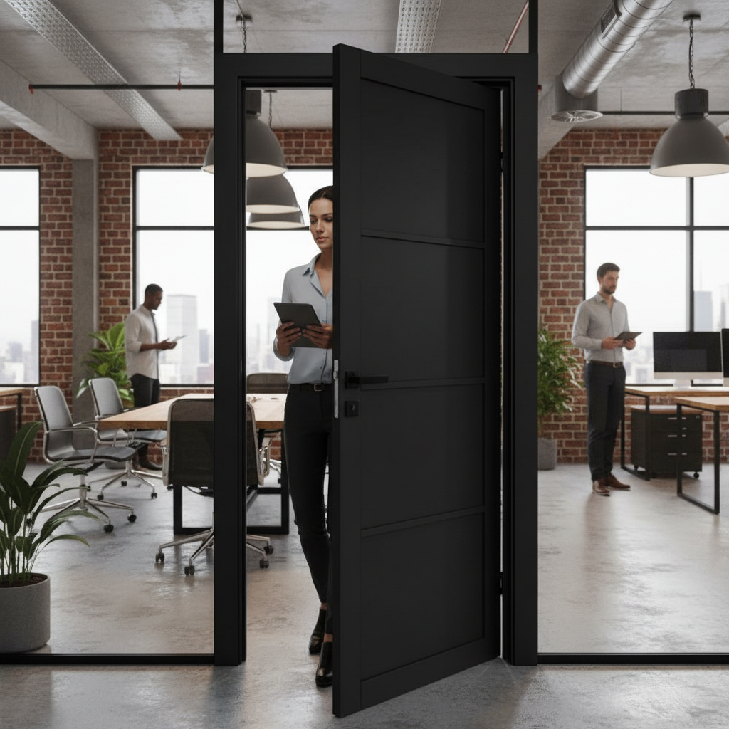 Fully Finished 4 Panel Internal Industrial Studio Door in...