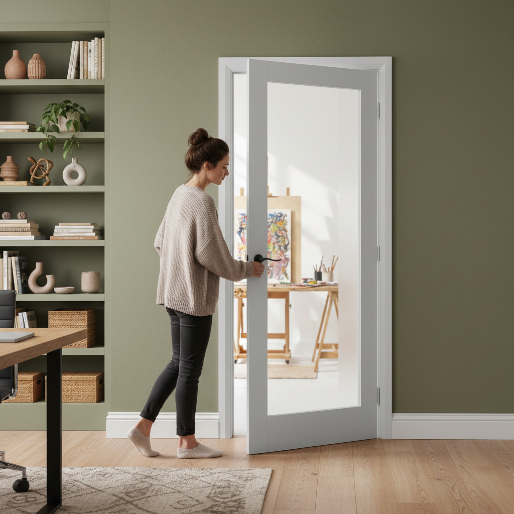 Premium Customisable Internal Door with Clear Toughened Glass Panel - Stylish White Primed Finish for Modern Interiors