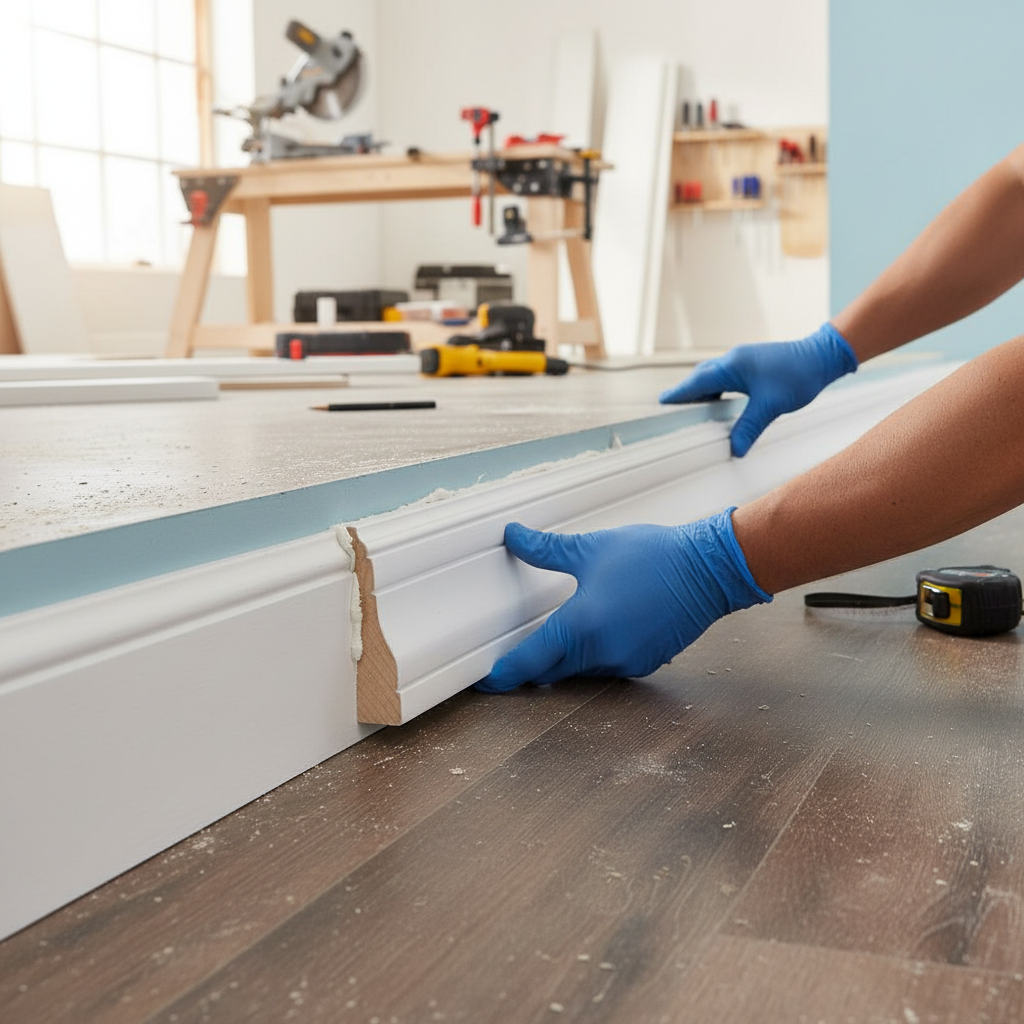 White Painted Ogee Skirting Board - 2.4m Length, 17.5mm T...