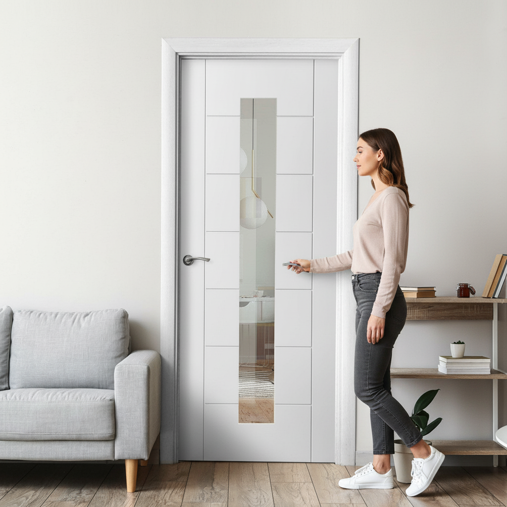 Premium Bespoke Made-to-Measure Internal Door with Clear Glass and 7 Panels for Custom Interiors