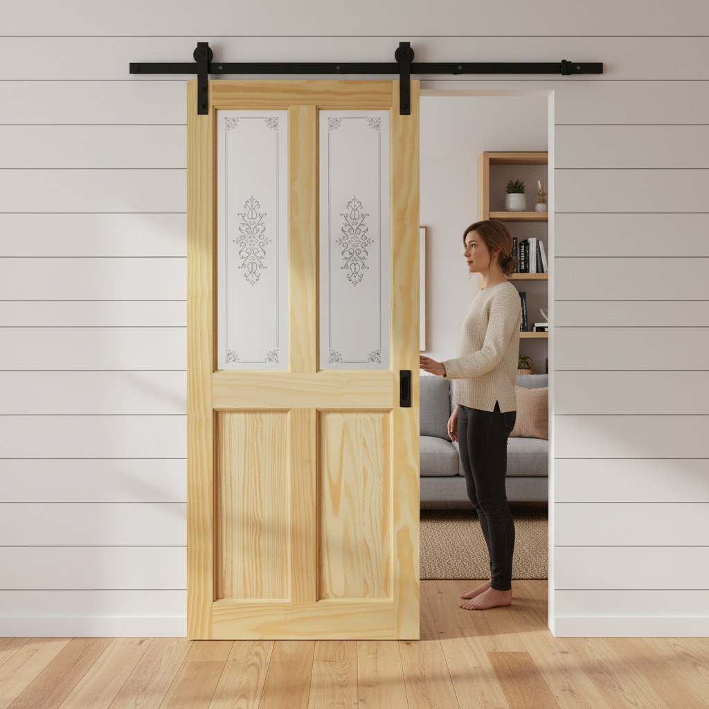 Premium Clear Pine Internal Unfinished 2 Panel Sliding Door with Campion Glass for Elegant Home Decor