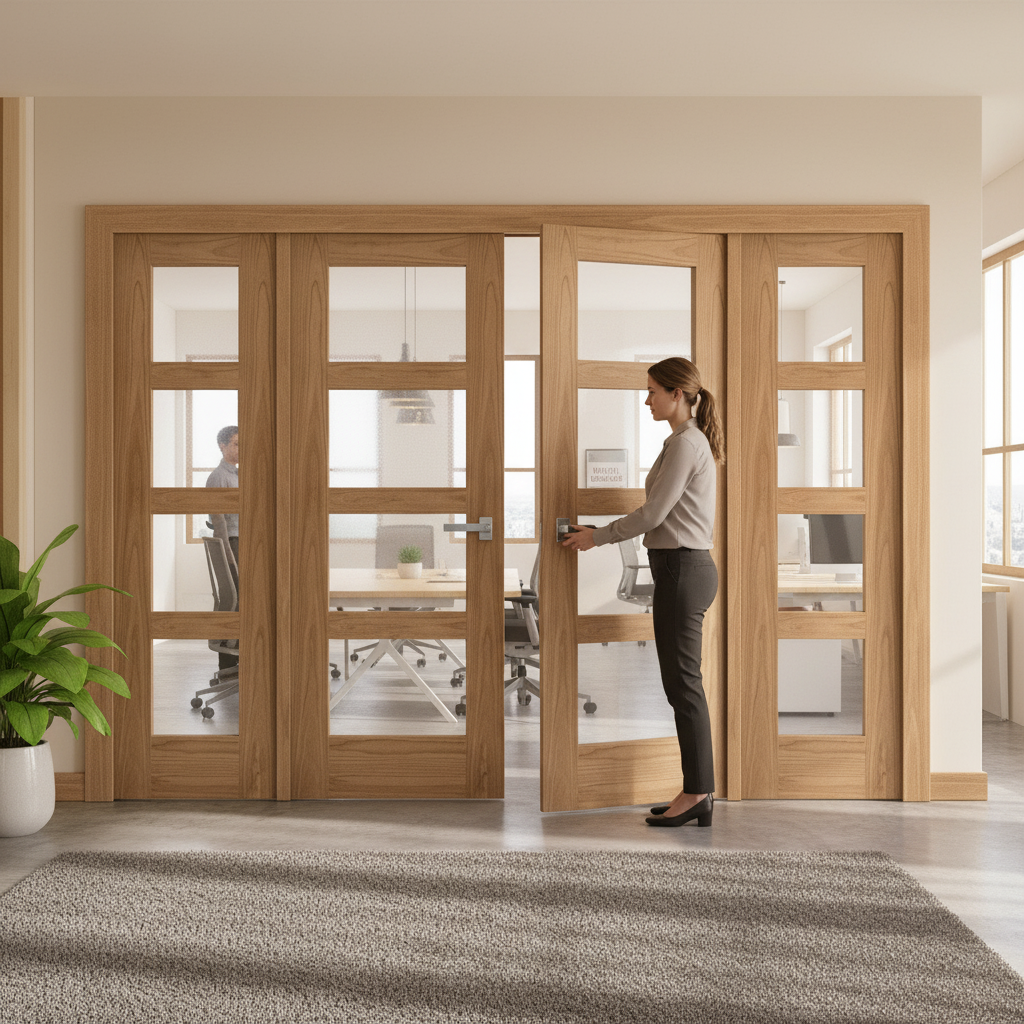 Internal Room Divider Set with 4 Unfinished Oak Shaker Doors