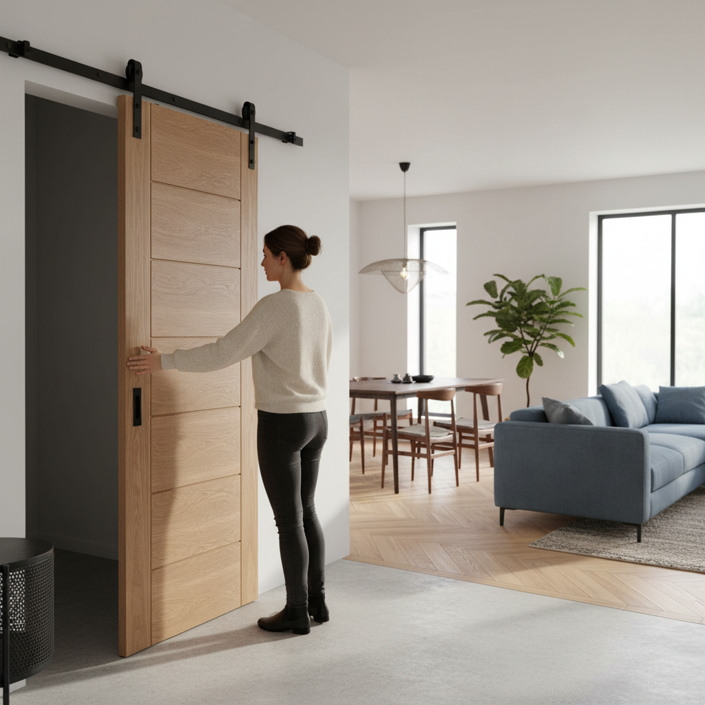 Internal Oak Fully Finished Sliding Door Set