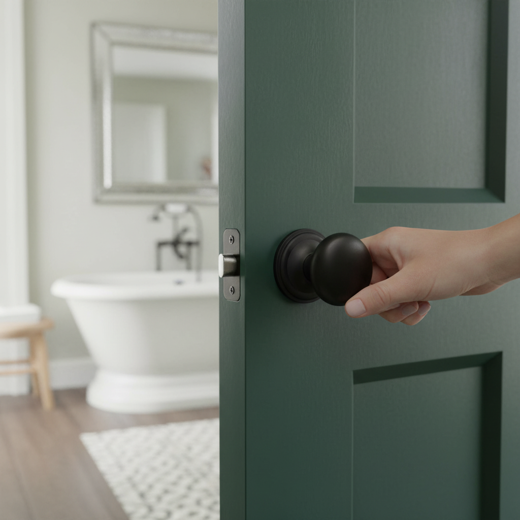 Matt Black Mushroom Mortice Bathroom Door Knob Set