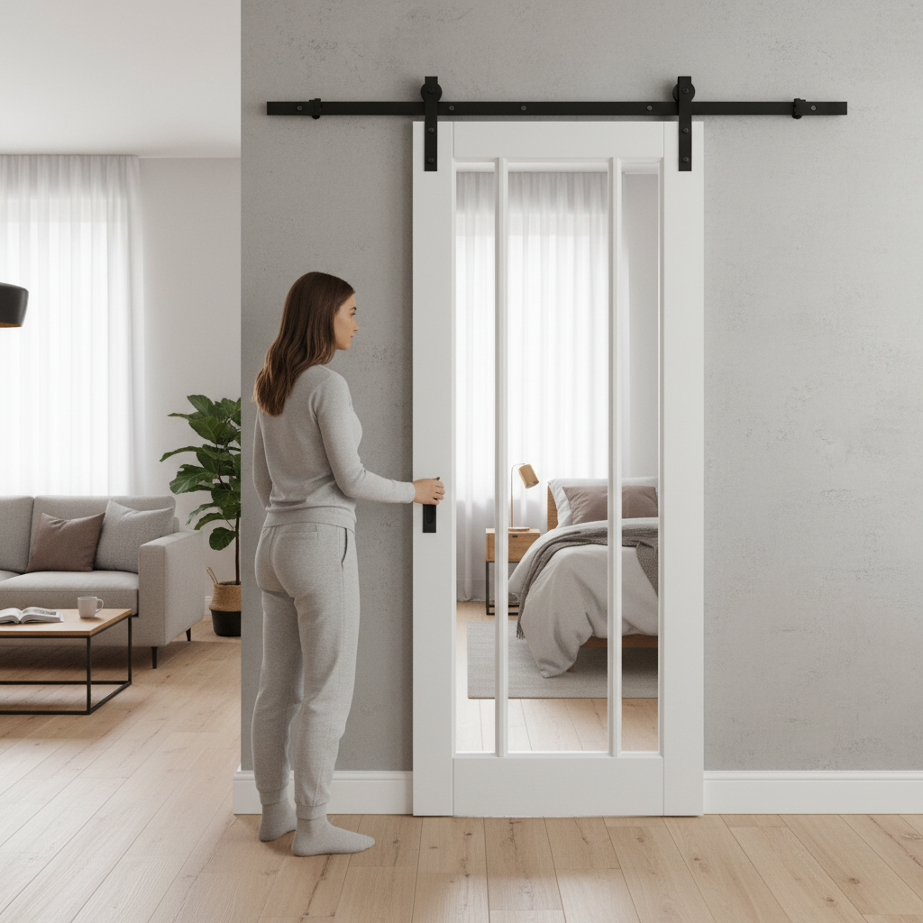 Internal Sliding Door Set with 3 Clear Glass Panels