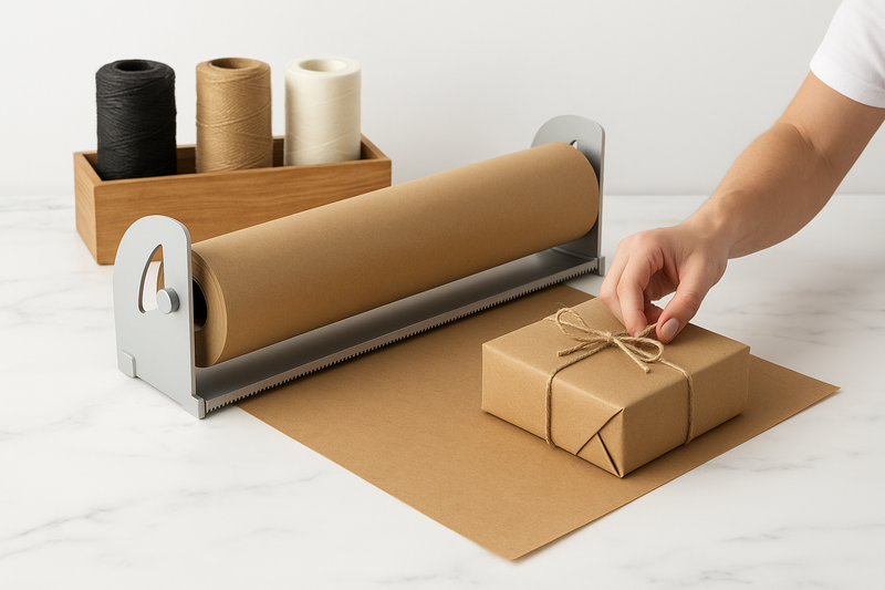Premium Kraft Paper Cutting Dispenser Tabletop Roll Holder for Efficient Packing Stations (Up to 1000mm)