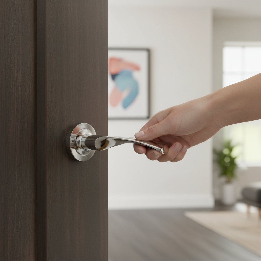 Colorado Round Lever Door Handle with Twisted Curved Design