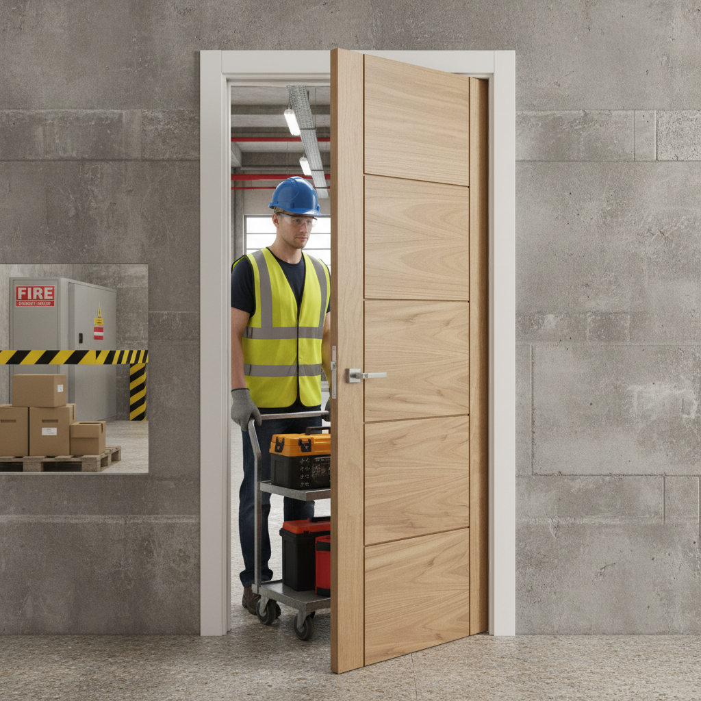 Premium Made-to-Measure FD30 Fire Door with Oak Veneer Finish - 30 Minutes Fire Resistance and Custom Sizing