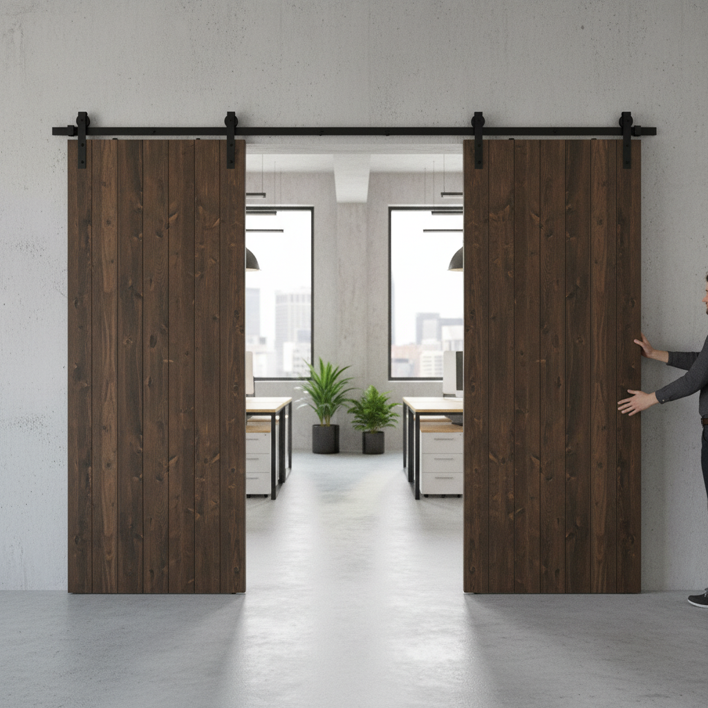 Matt Black Face Mounted Sliding Barn Door Track
