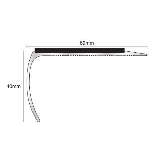 69x40mm Aluminium Non-Slip Stair Nosing Safety & Style in One!