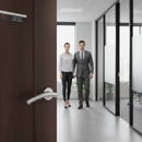 Fire Rated Handle Set with Chrome Lever On Round Rose